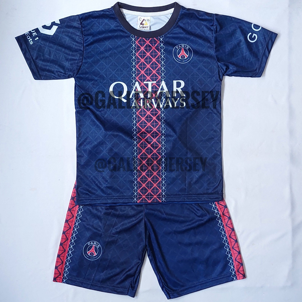 SETELAN BAJU BOLA PRINTING ANAK PSG HOME DEMBELE SETELAN JERSEY ANAK ANAK PRINTING PSG NAVY HOME DEM