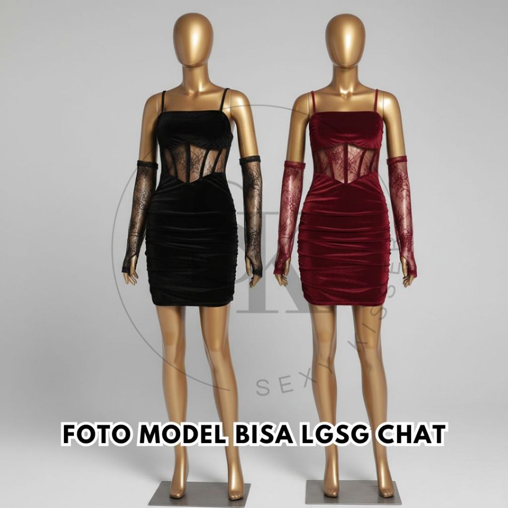 NATALIE Sexy Lingerie Mini Dress Babydoll Sexy Bludru Lace Korea Bodyfit