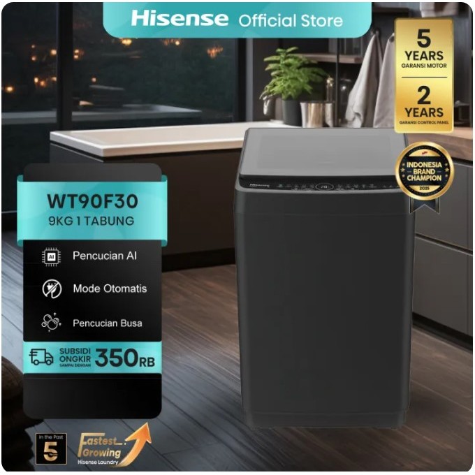 HISENSE WT90F30 MESIN CUCI 1 TABUNG TOP LOAD KAPASITAS 9KG D26072
