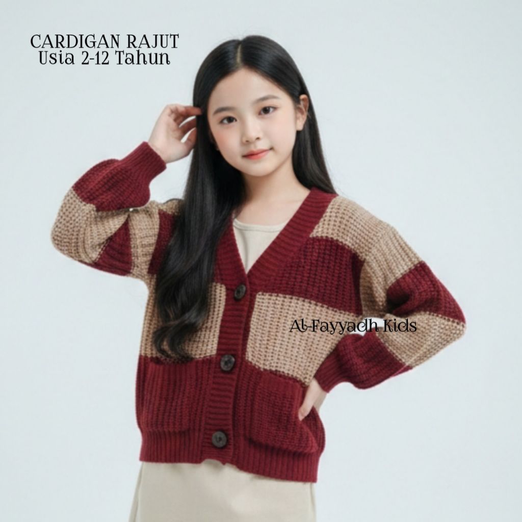 Baju Atasan Cardigan Rajut Anak Perempuan Usia 2-12 Tahun Fashion Korean Style Lengan Panjang