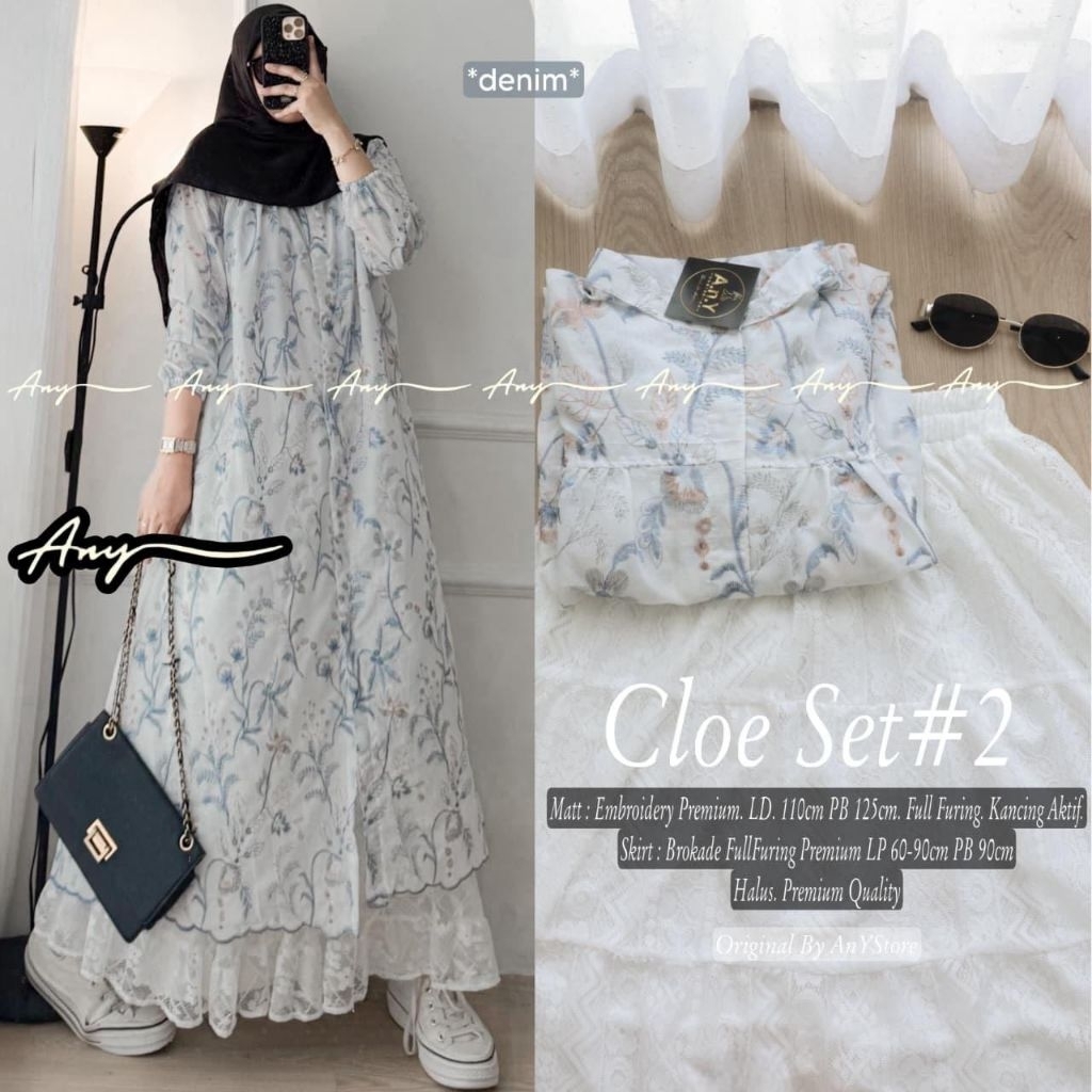 irna kloe setelan long tunic jumbo ld 130 ld 120 by A.N.Y rok panjang floral skirt plisket bunga lon