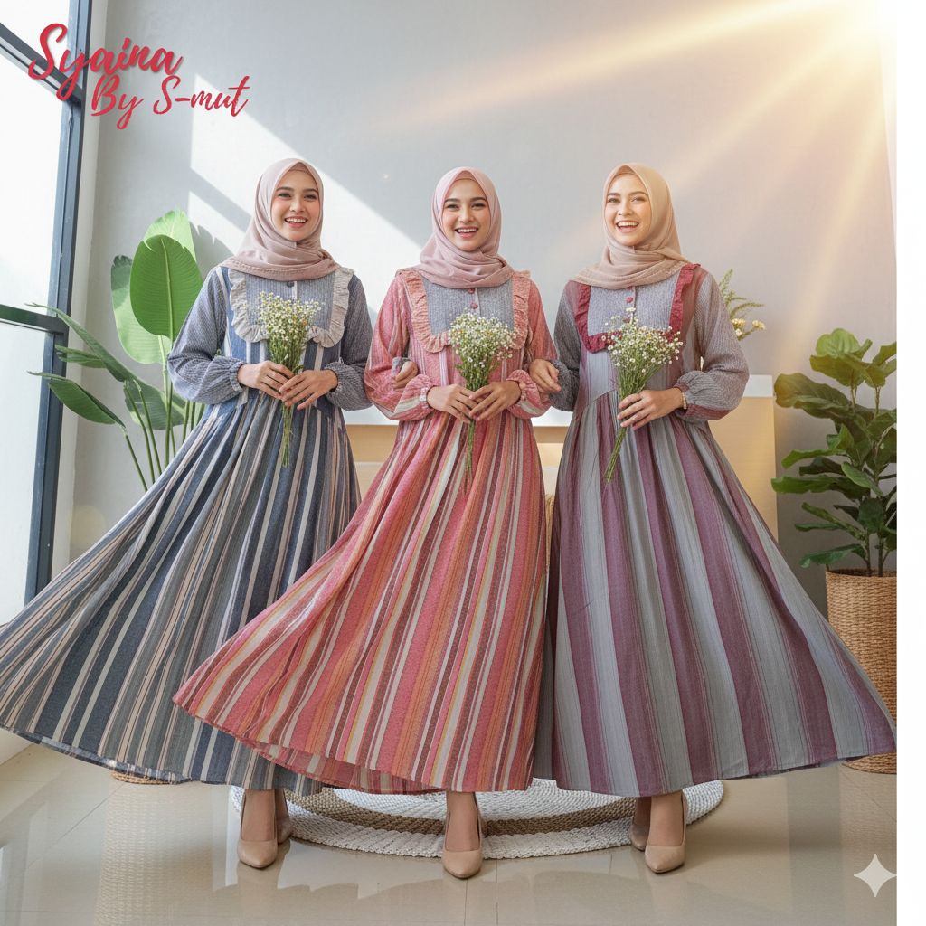 Gamis katun kombinasi Syaina by S-mut kode 1992