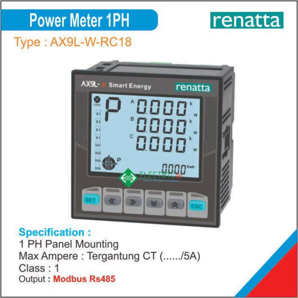 Power Meter KWH 1 Phase Modbus Rs485 Renatta