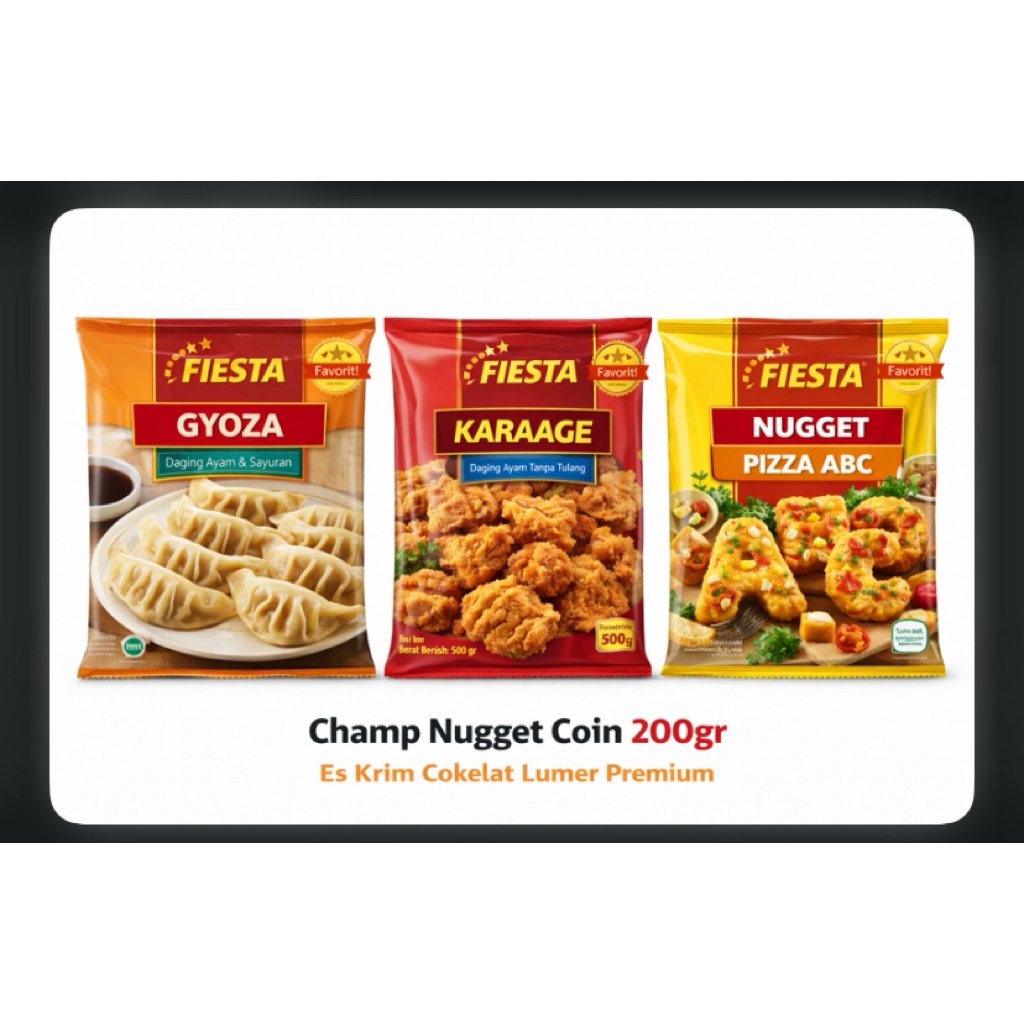 Fiesta Frozen Food | Gyoza, Karaage 500gr & Nugget Pizza ABC | Frozen Food Halal