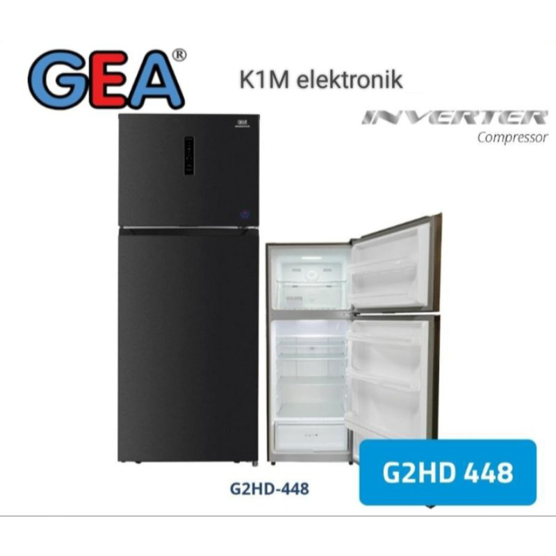 Kulkas GEA 2 pintu 448 ltr G2HD-448 G2HD448 (Black glass)