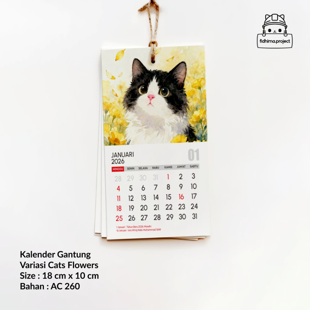 Kalender 2026 | Kalender Dinding 2026 | Kalender Gantung Mini Aesthetic 2026 Custom