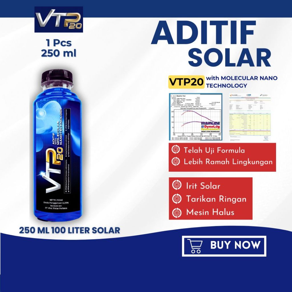 Aditif Solar VTP20 – Penghemat BBM & Peningkat Performa Mesin Diesel 250ml