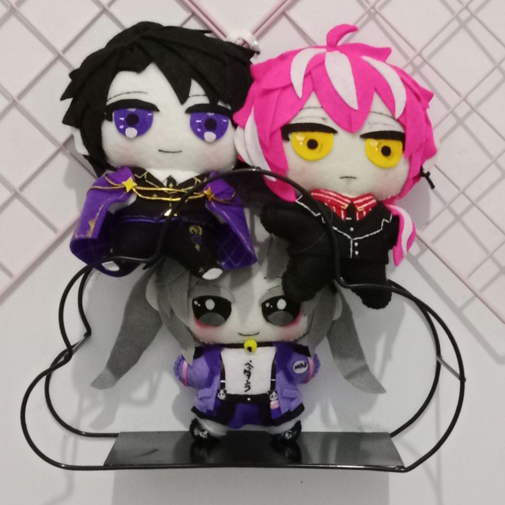Boneka Flanel Vtuber AKA Virtual - Harris Caine, Mikazuki Arion, dan MiU