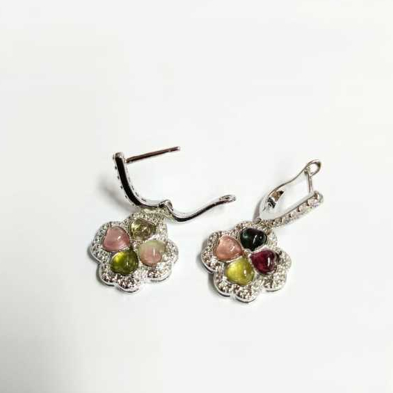 Anting perhiasan batu alam tourmaline tourmalin giwang perak aksesoris