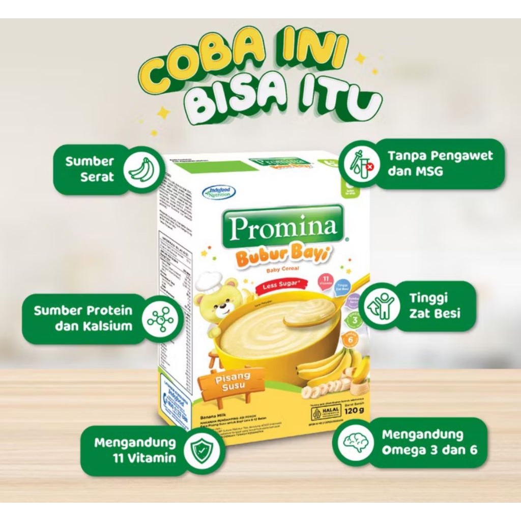 Promina Bubur Bayi Sachet 20gr Rasa Pisang Susu 9+ Choco Avocado Usia 6 Bulan