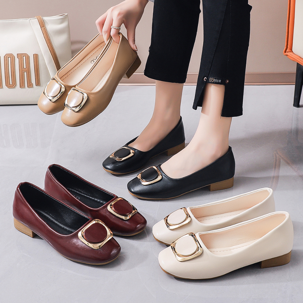 LURAD Sepatu Wanita Model Flat Shoes Sepatu Cewek Hak Rendah Lentur Empuk Nyaman Sepatu Santai WL251