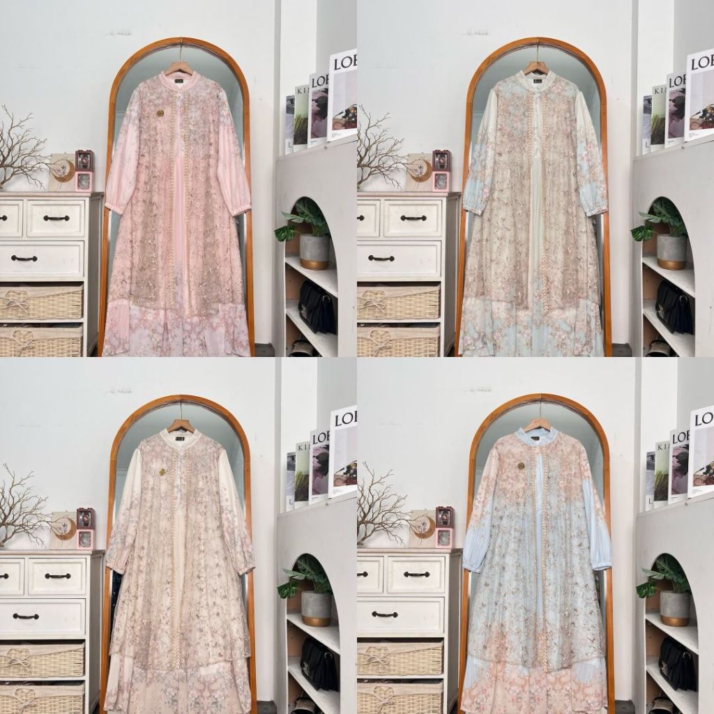 SARI FASHION PO 1046  LAURA MIDI DRESS CERUTY PRINTING MOTIF STYLE FASHION MUSLIM TERBARU