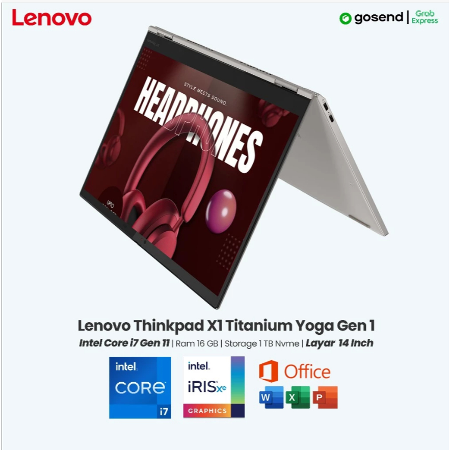 Laptop Lenovo Thinkpad X1 Titanium Yoga Intel Core i7 Gen 11 Ram 16 GB SSD 1 TB layar 13,5 Inch Touc