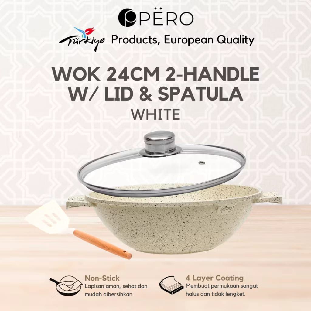 PERO wokpan 24 bahan biogranit warna putih