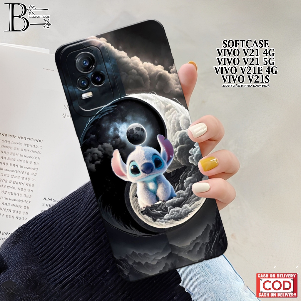 Case VIVO V21/V21e/V21s Terbaru - Fashion Case  Stitch - Casing VIVO V21/V21e/V21s - Silikon Pro Cam