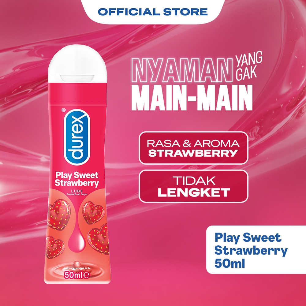 Durex Strawberry Pelumas Gel Seks Pria & Wanita Rasa Strawberry 50ml Bottle - Lubricant Water Based