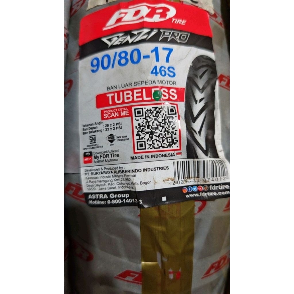 Ban Luar FDR 90/80-17 Genzi Pro Tubeless