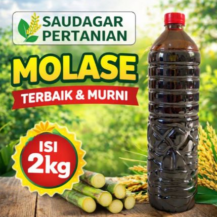 Saudagar pertanian - Molase Murni 100% kemas 2kg -Tetes Tebu Grade A KENTAL Tanpa Campuran Air - Pak