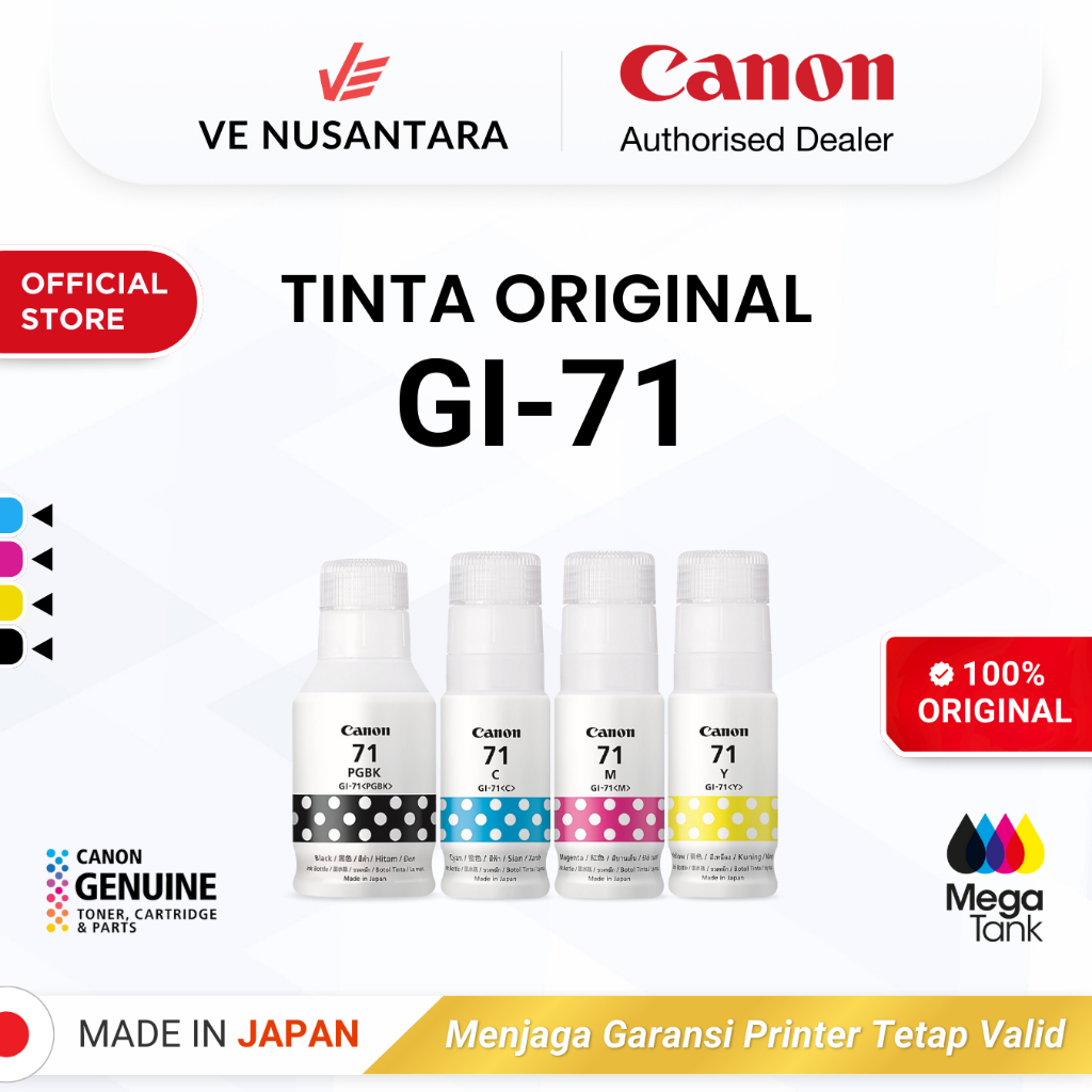 100% ORIGINAL Tinta Canon GI 71 - Printer G1730 G1737 G2730 G2770 G3730 G3770 G4770 G4780 G1020 G2020 G3020