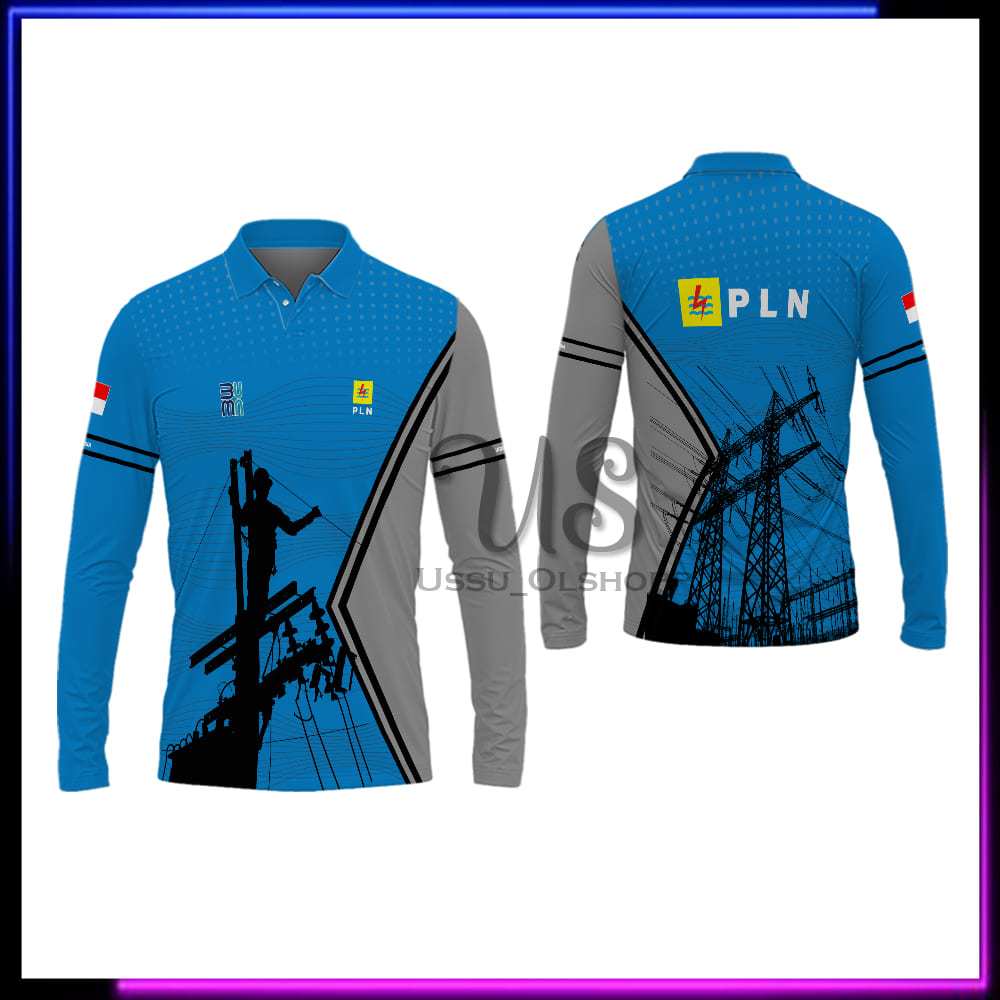 Baju PLN / Baju Polo Pria Listrik Pintar / Jersey Seragam PLN Lengan Panjang / Baju Lapangan PLN