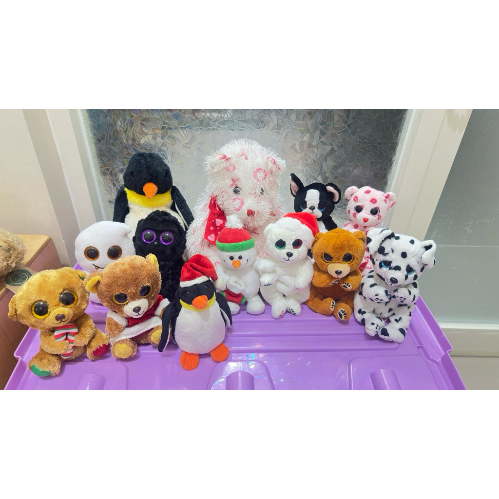 TY boneka beruang, pinguin, guguk bulu lembut mata belo isi bulir