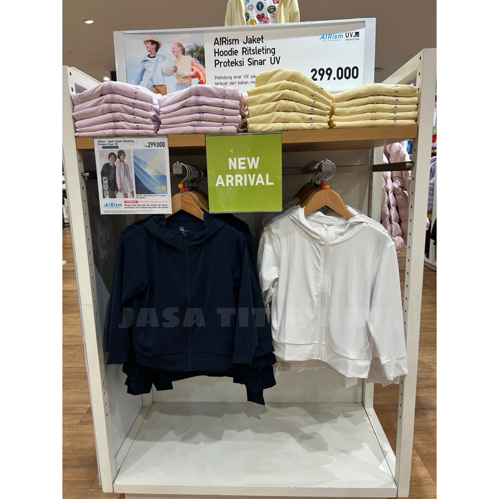 AIRism Jaket Hoodie Ritsleting Proteksi Sinar UV KIDS UNIQLO