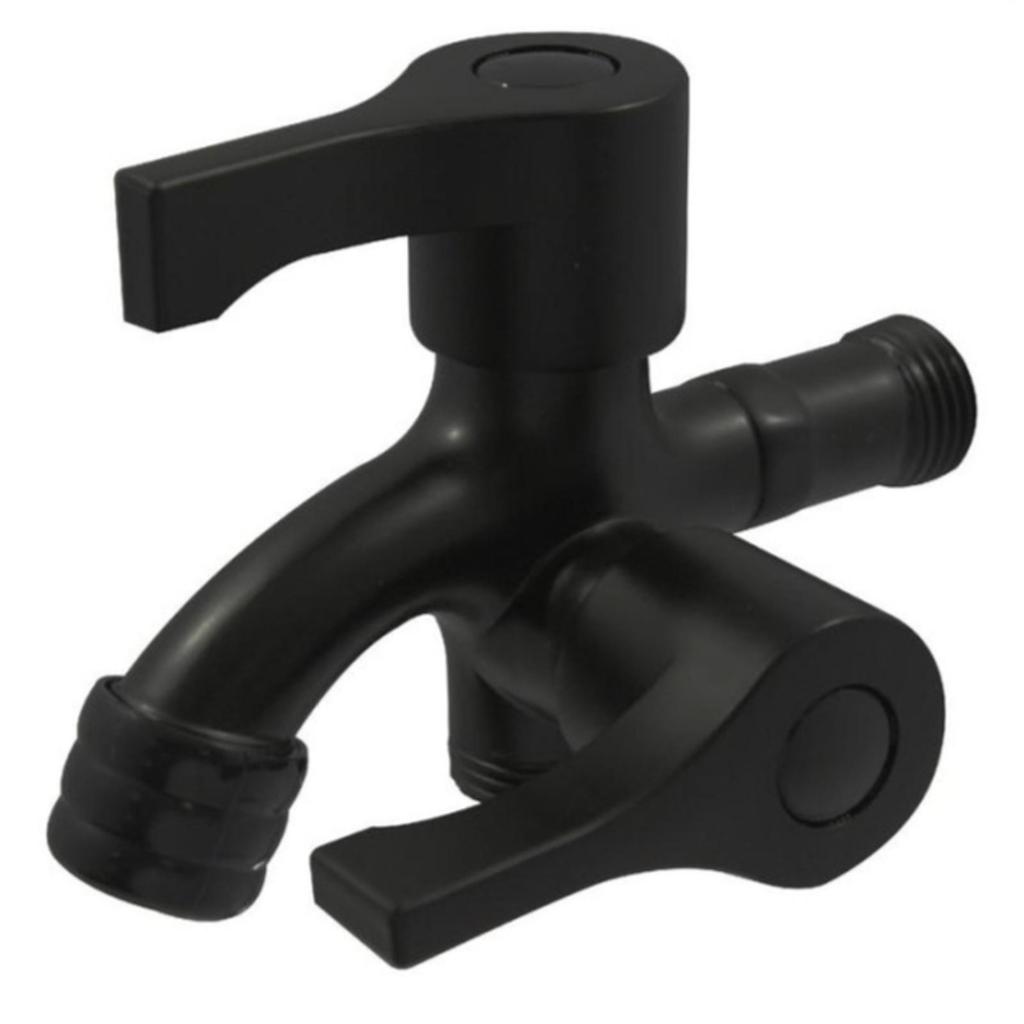 Kran cabang hitam kran double cabang hitam drat 1/2 inch kran air shower