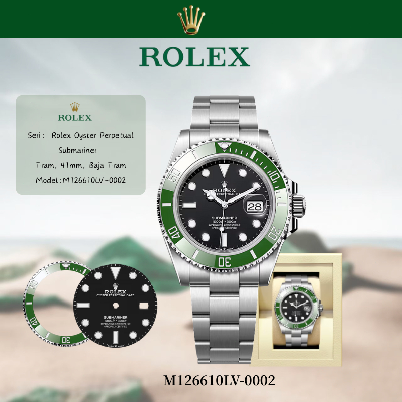(100% Rolex Asli) Cash on Rolex Delivery ‌Oyster Perpetual Submariner‌M126610LV-0002Jam Tangan Pria 