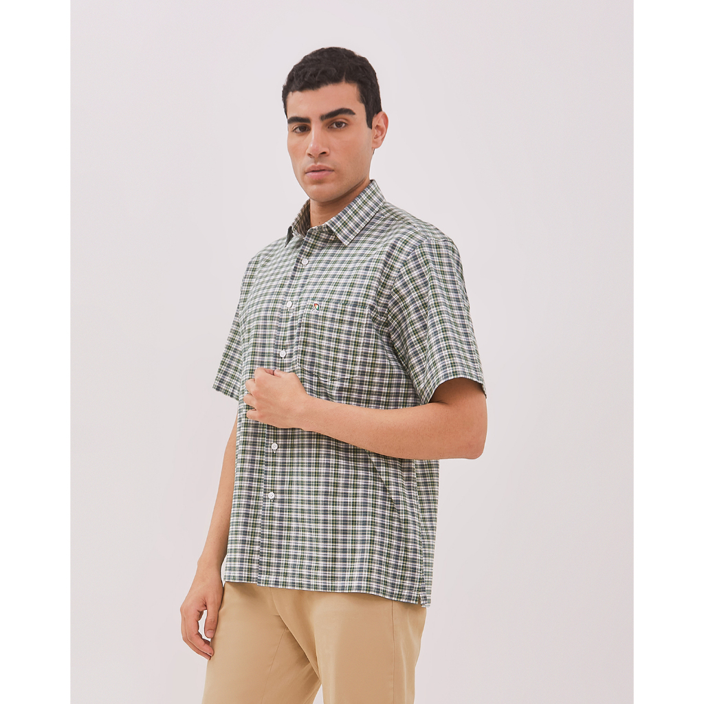 ARNOLD PALMER Kemeja Lengan Pendek Motif Kotak Hijau Pria - P-EACE10-T5