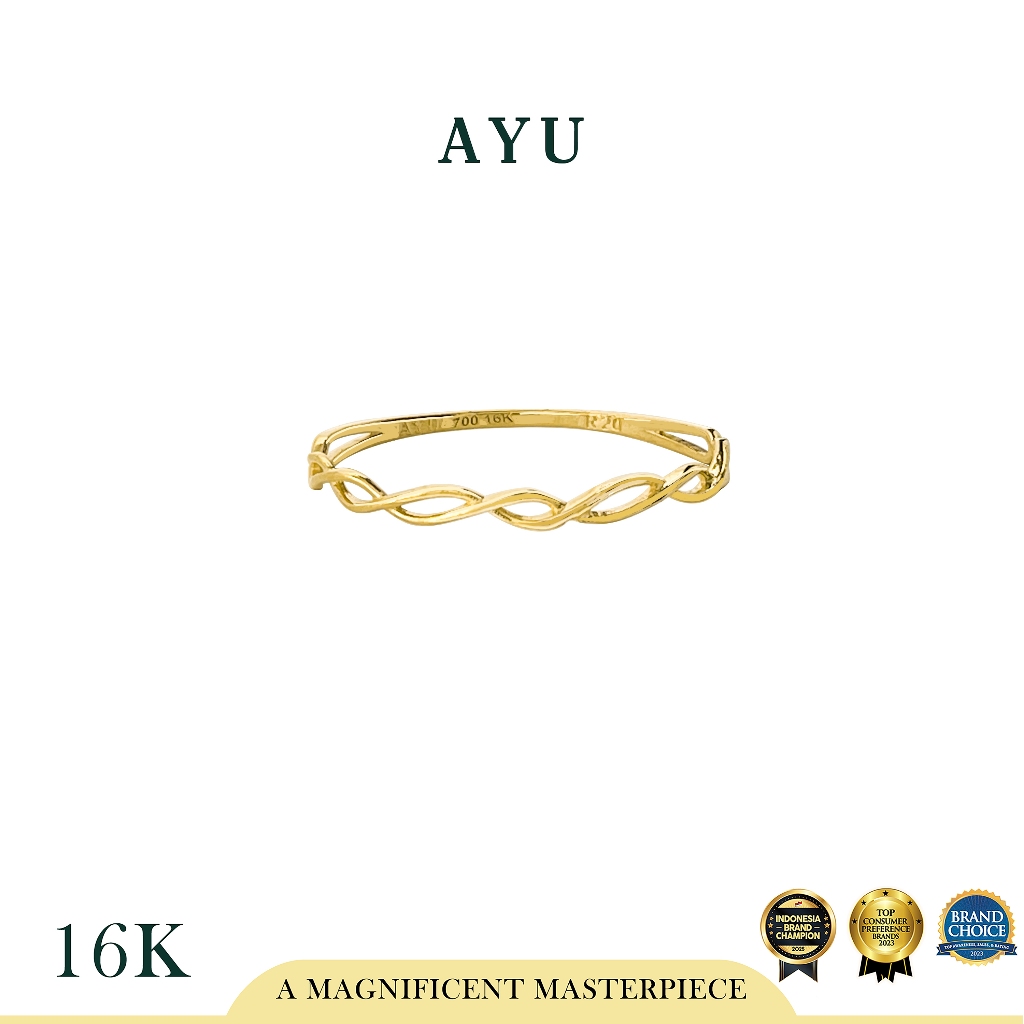 AYU Cincin Emas - Gold Wavy Ring 16k Yellow Gold