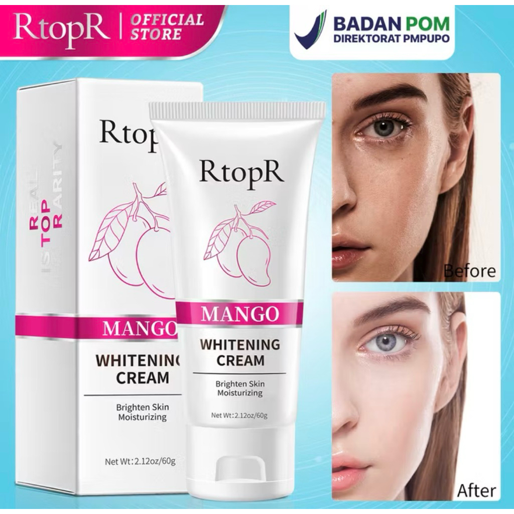 RtopR Mango Whitening Cream Krim Pemutih Wajah Lotion Pemutih Badan Pencerah Tubuh Cepat 60g