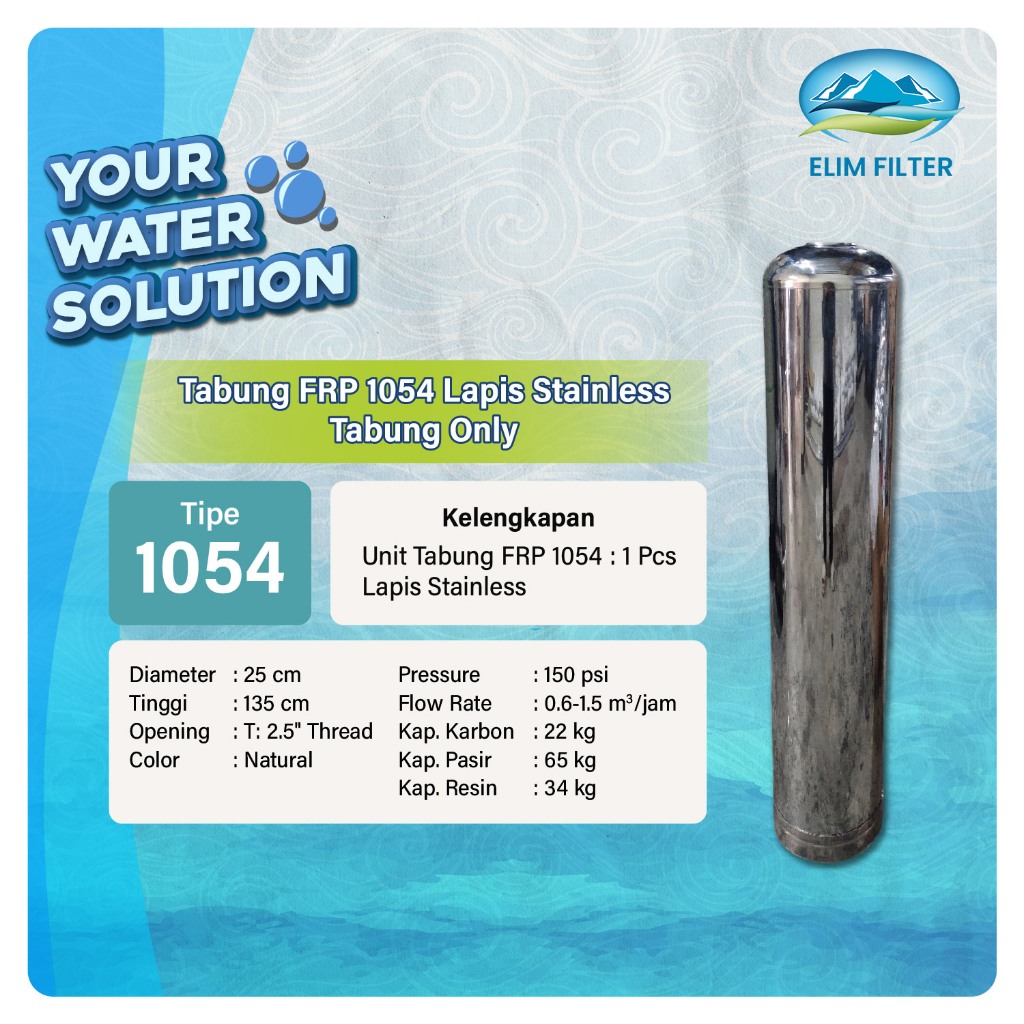 Tabung Filter Air FRP 1054 Lapis Stainless