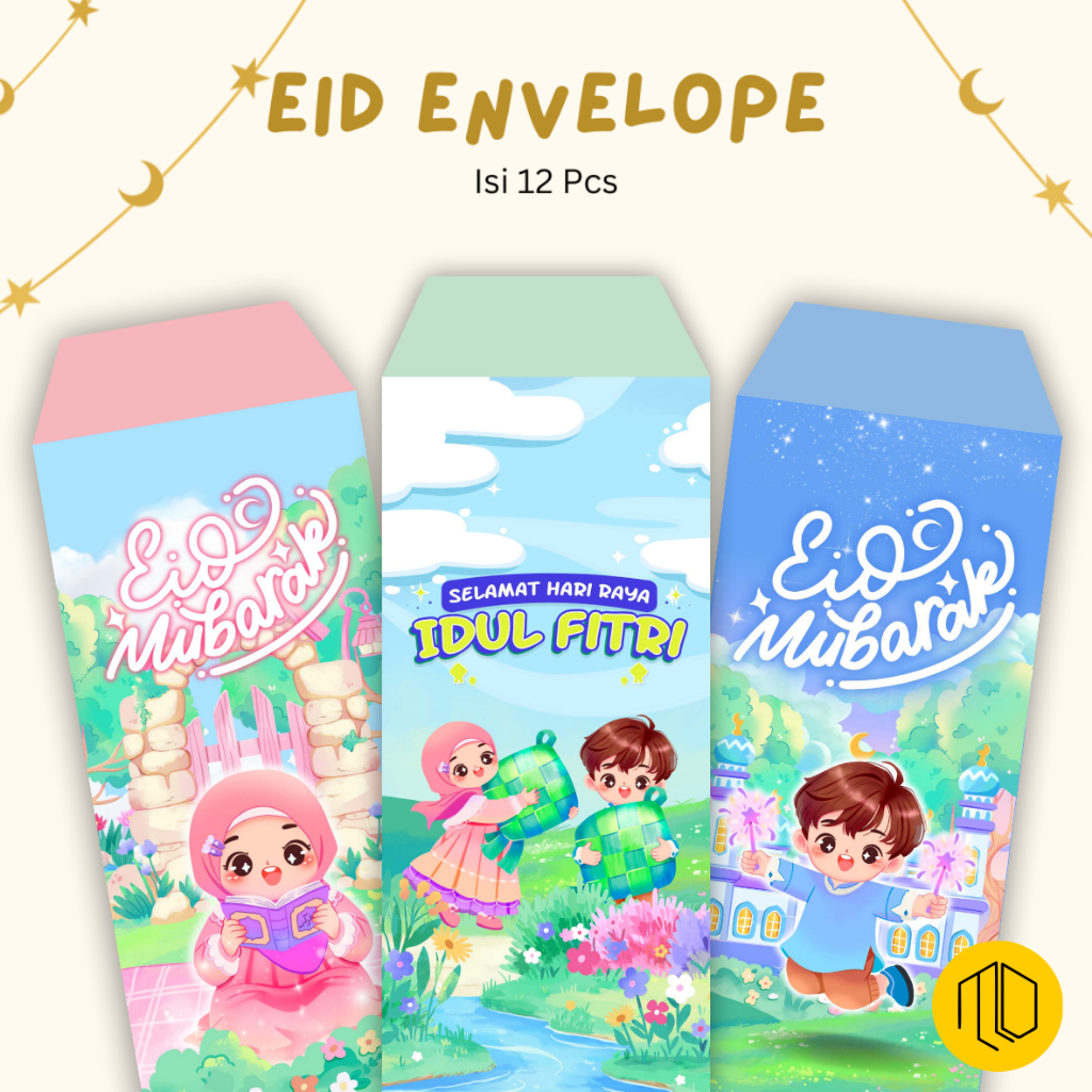 Amplop Angpao Lebaran Idul Fitri Isi 12 Pcs Motif Anak Couple Aesthetic / Amplop Lebaran Karakter El