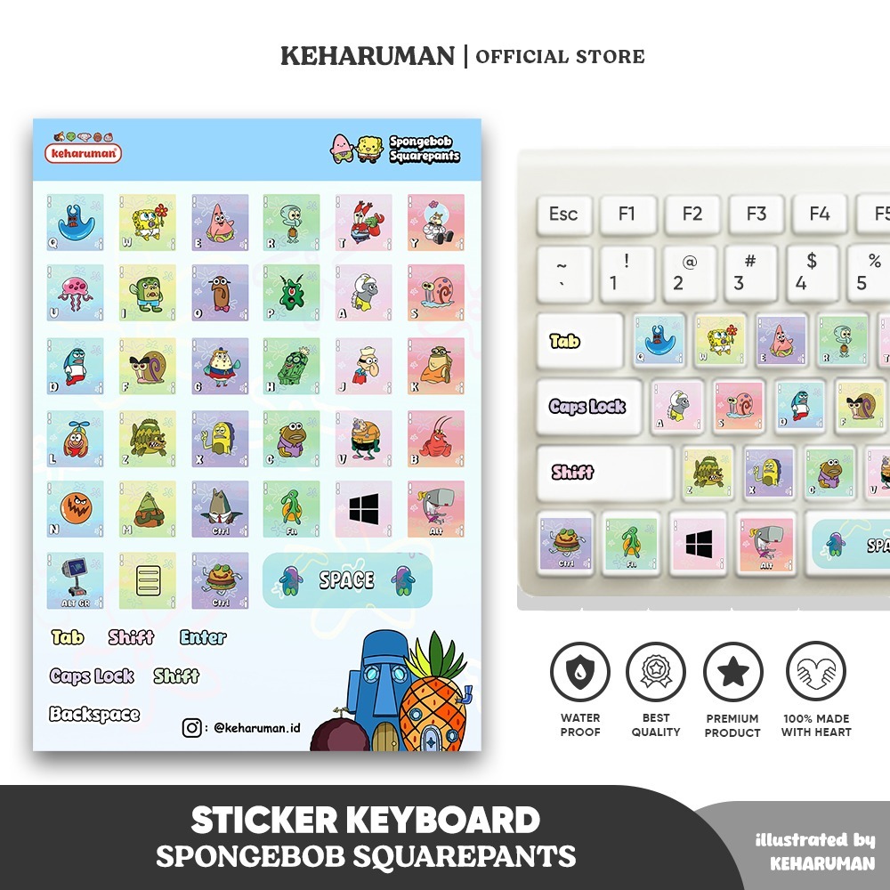 Sticker Keyboard Laptop Komputer Spongebob PREMIUM QUALITY