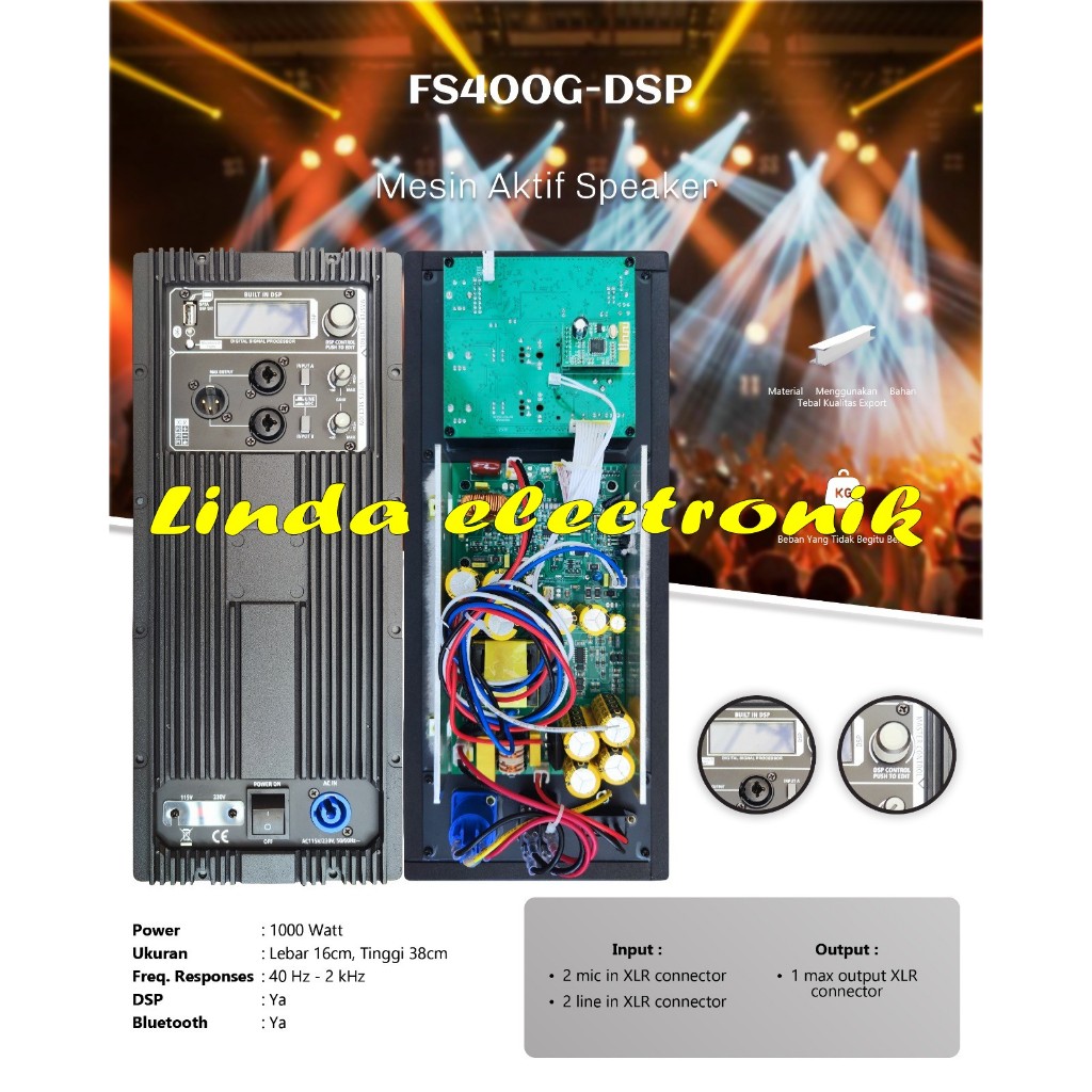 Mesin Speaker Aktif / Power Kit Aktif 1000 Watt Original FS400G-DSP