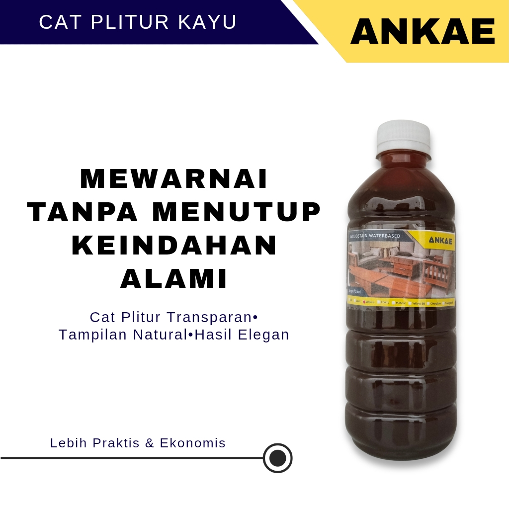 Cat Plitur Kayu Siap Pakai 500gr Politur Air Waterbased Kayu Bambu Rotan Triplek