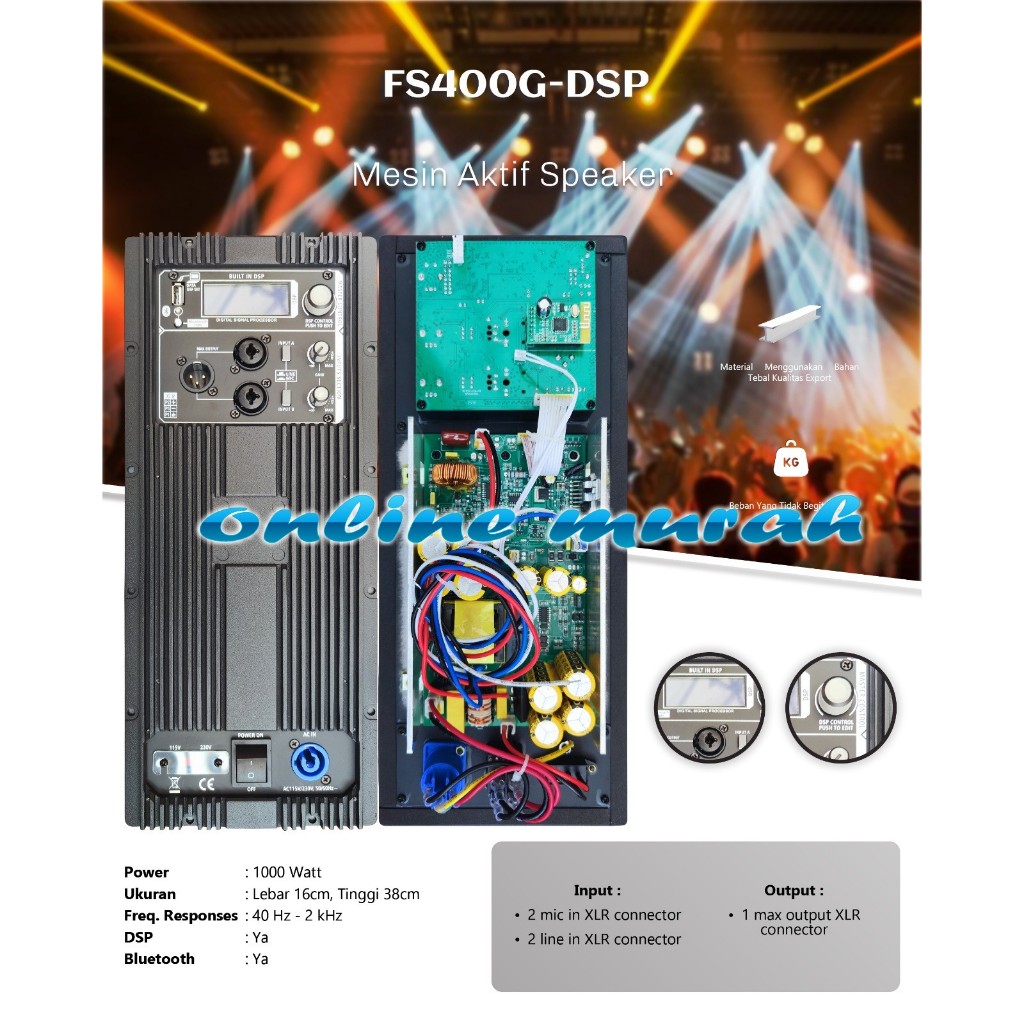 Mesin Speaker Aktif / Power Kit Aktif 1000 Watt Original FS400G-DSP