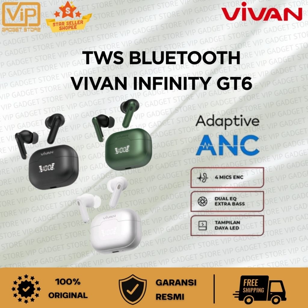 TWS Bluetooth VIVAN INFINITY GT6
