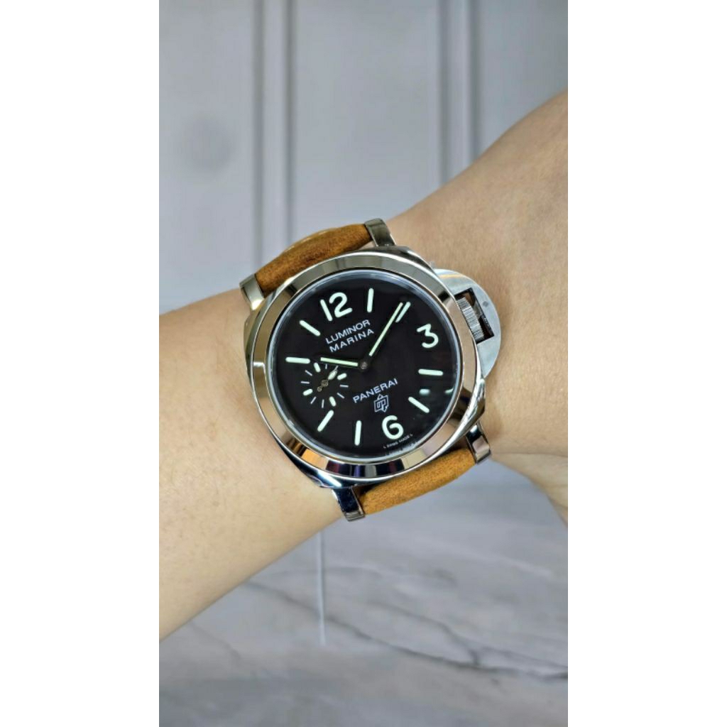 Panerai Pam 00318 & Pam 1085 Luminor Marina Crystal Curvex DM 44 MM Stainless Polished Geniune Leath