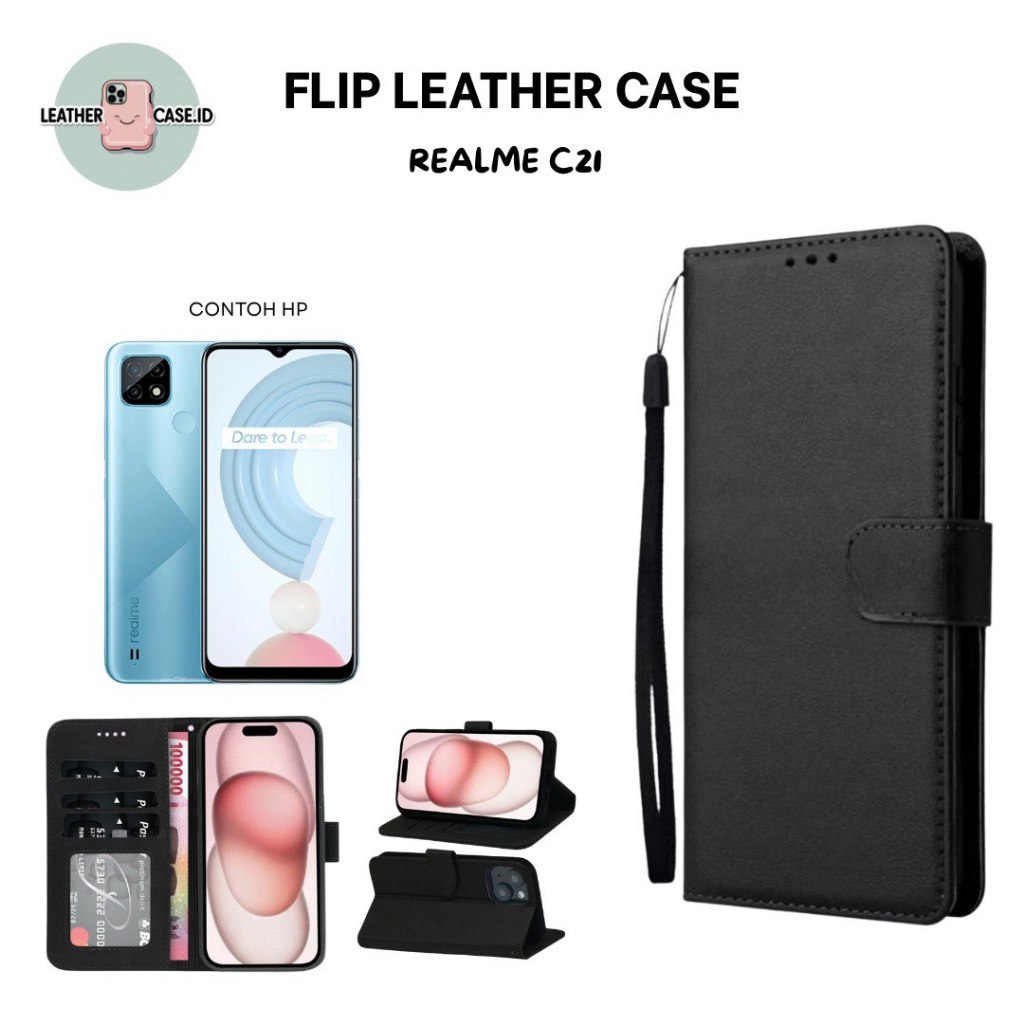 Flip Case Dompet Kulit Realme C21 / Wallet Leather Cover Magnet / Casing HP Stand Slot Kartu