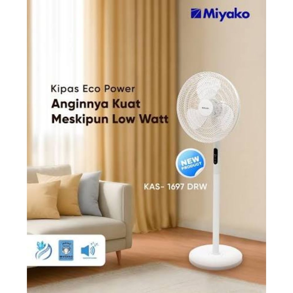 Kipas Angin Berdiri Miyako Remote KAS-1697 DRW Stand Fan Miyako Remote KAS 1697 DRW KAS1697DRW