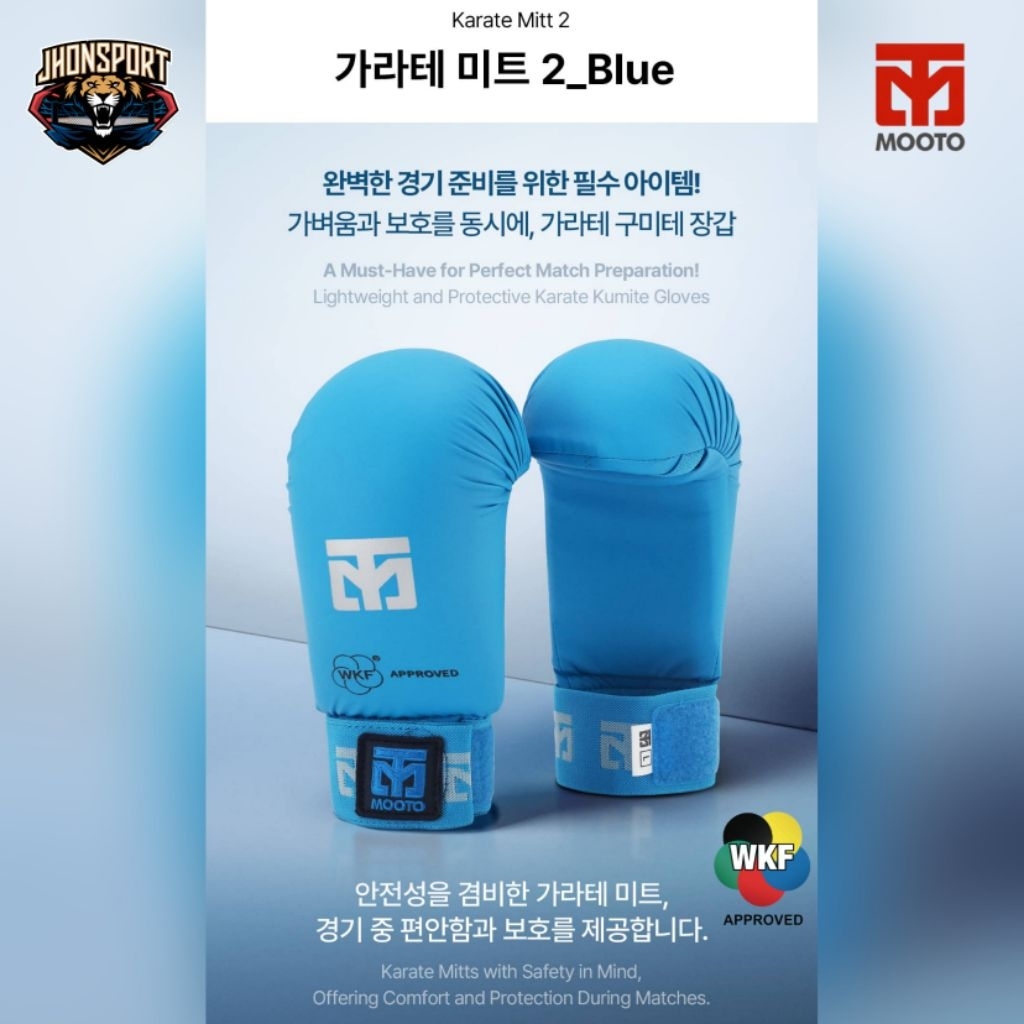 ​[WKF APPROVED] MOOTO Karate Mitts 2 - Sarung Tangan Karate Kumite - BIRU (Ao)