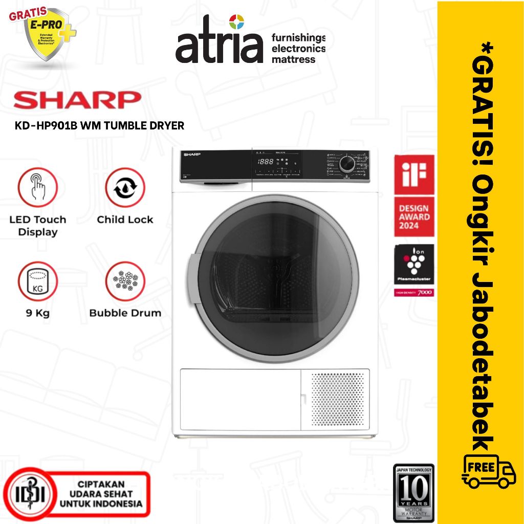 Sharp Tumble Dryer 9KG KD-HP901B Mesin Pengering Pakaian