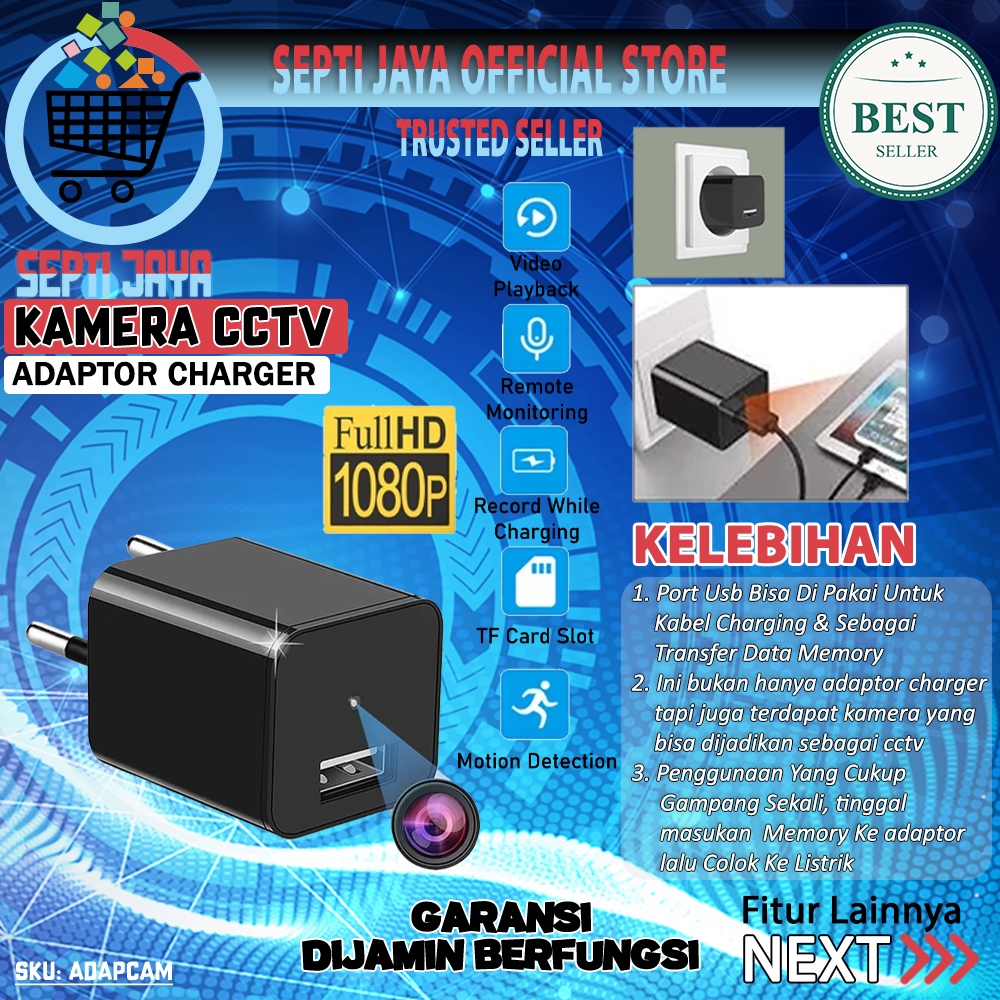 Spy Cam Camera Charger USB Hidden Kamera CCTV Adaptor Pengintai Rahasia Tersembunyi Deteksi Gerak