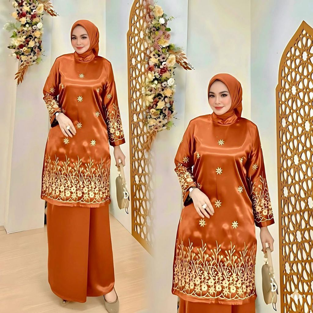 New Arrival Set Rok Zarina Bordir / Set Kurung Bordir Melayu / Baju Pesta Premium / Yokohama Silk / 