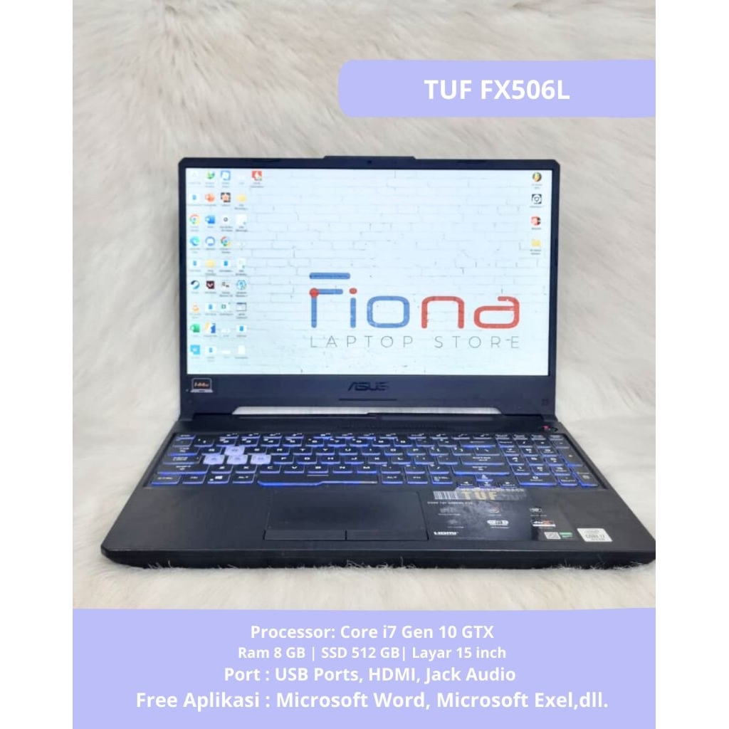 laptop Tuf FX506L | Core i7 Gen 10 GTX | RAM 8GB ssd 512gb (l20411)
