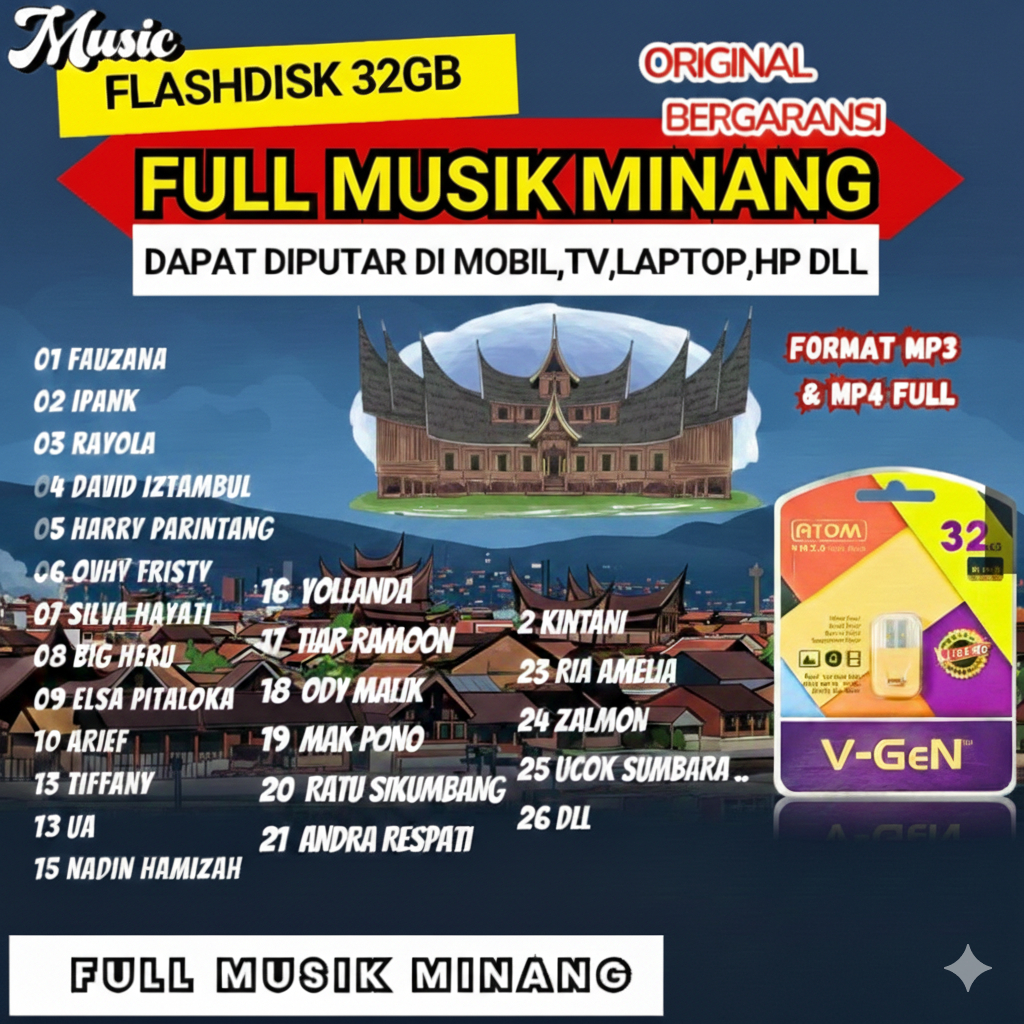 FLASHDISK LAGU MINANG FULL 32GB - FLASHDISK MOBIL FULL LAGU