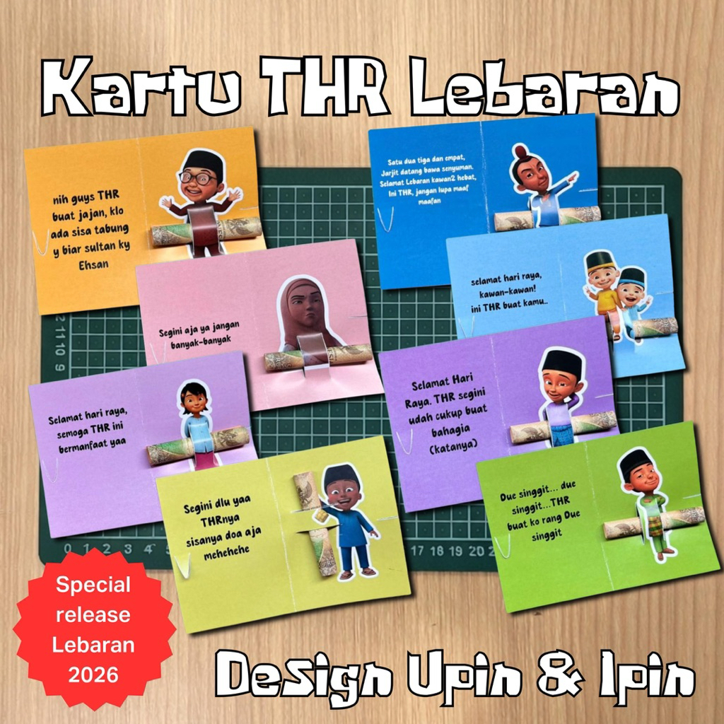 Kartu Amplop THR Lebaran 2026 unik lucu kreatif Upin Ipin