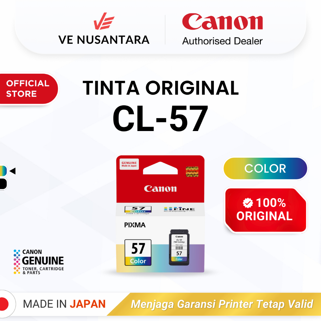 100% ORIGINAL Tinta Canon CL 57 Color - Tinta Canon E410 E470 E3470 E4570 - Tinta Asli