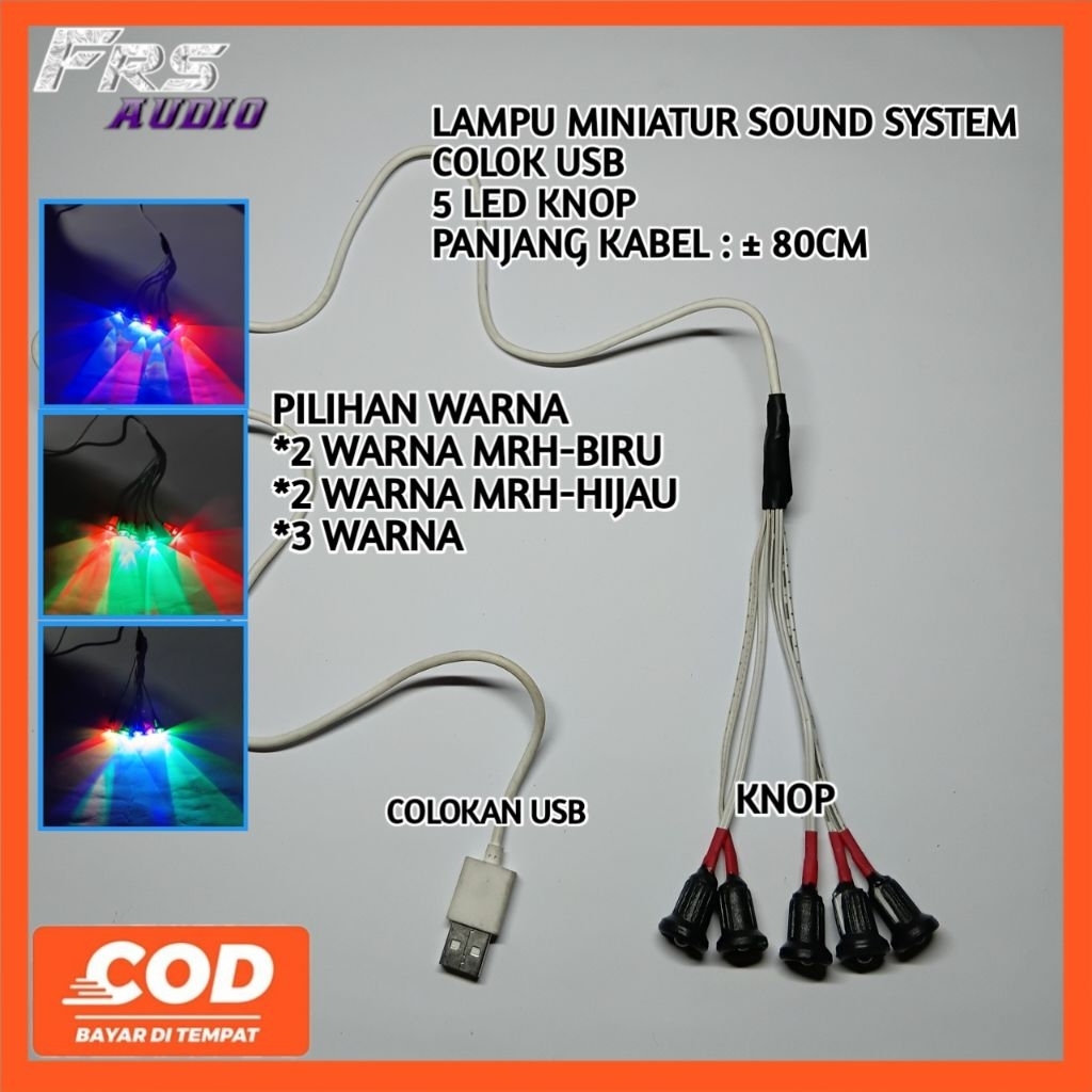LAMPU MINIATUR SOUND SYSTEM COLOK USB 5 VOLT (5 Led)